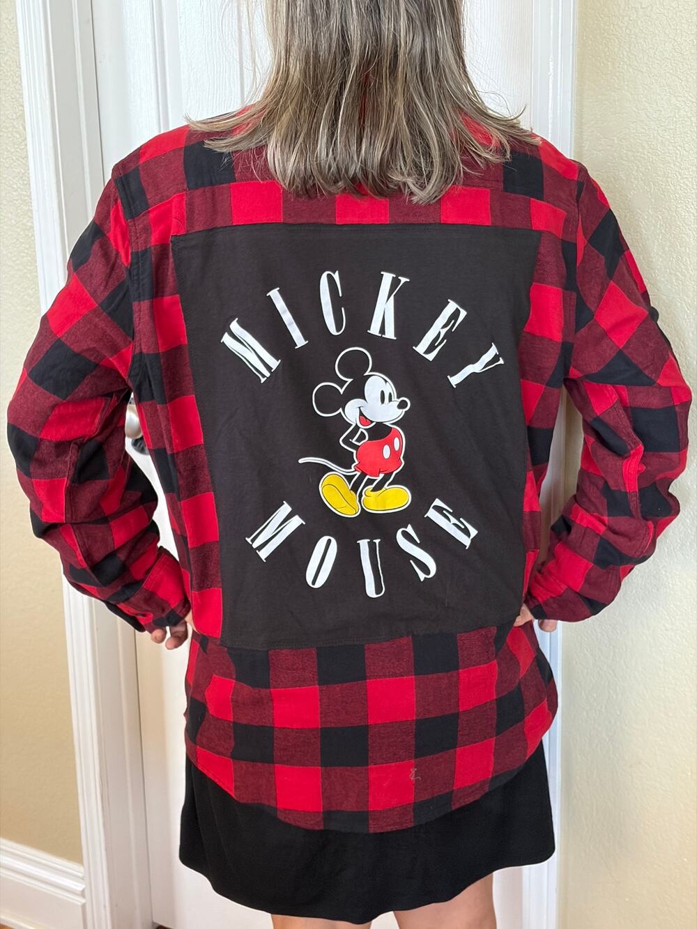 Disney Mickey Mouse Upcycled Flannel Shirt Unisex XL X-large